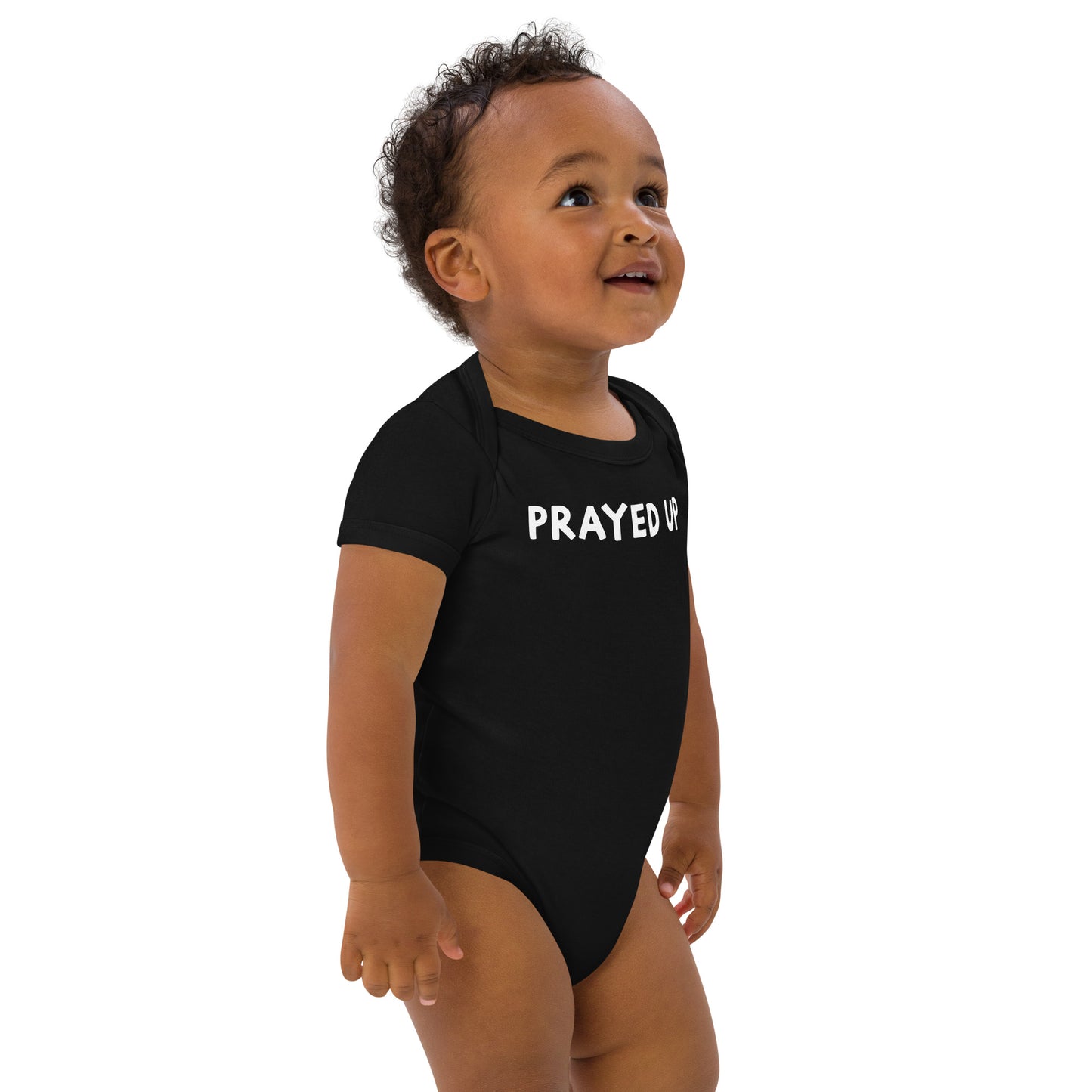 Prayed Up Organic Cotton Baby Bodysuit (Black)
