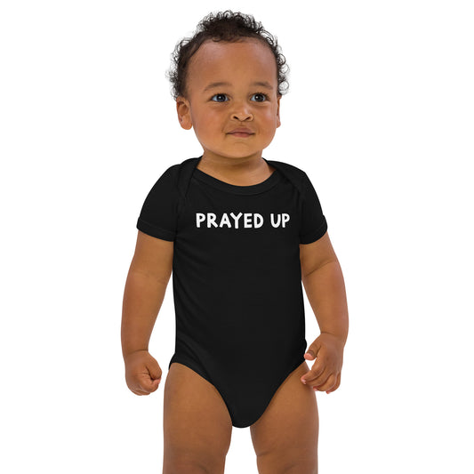 Prayed Up Organic Cotton Baby Bodysuit (Black)