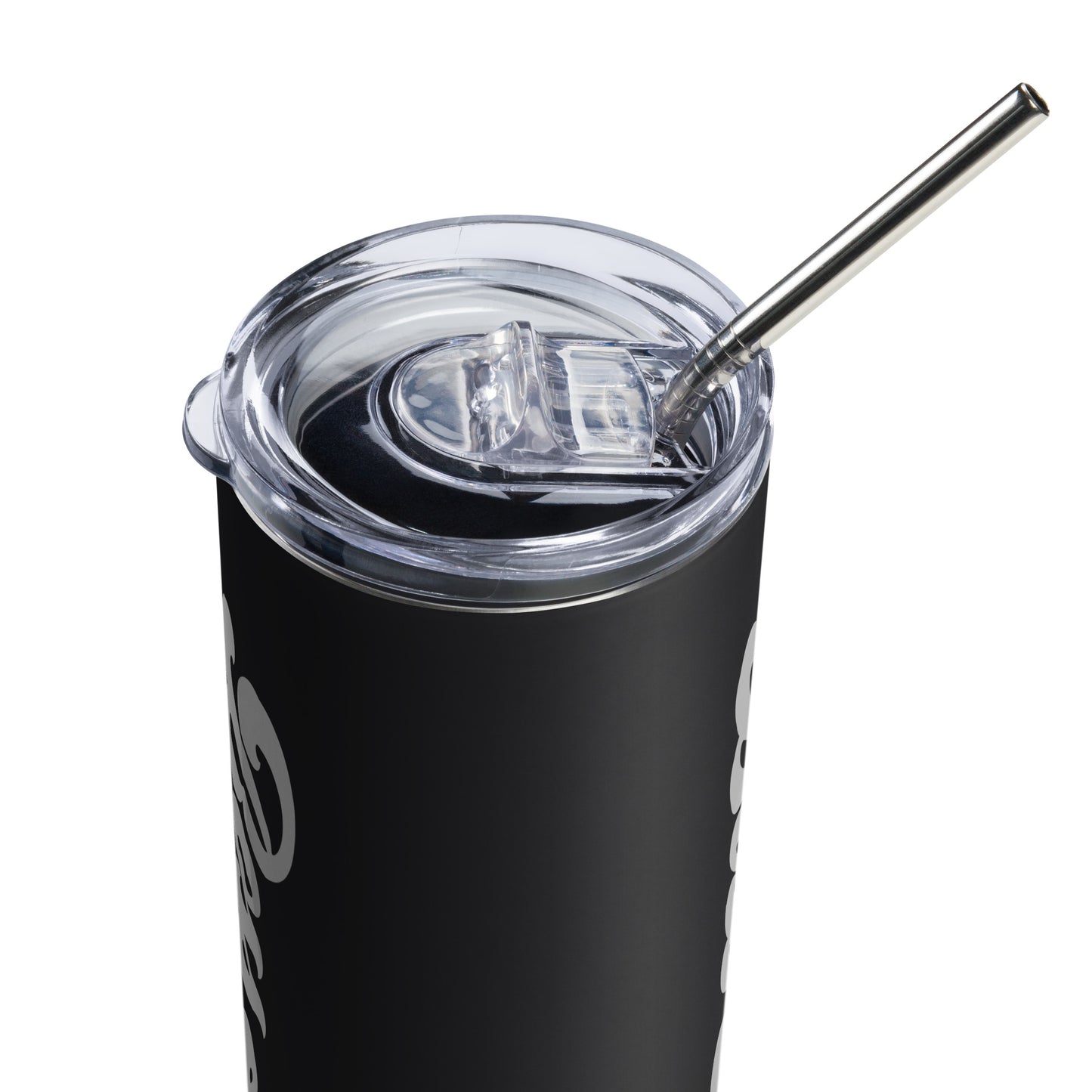 Boss Lady Stainless Steel Tumbler With Straw (20 oz. Black/Silver)