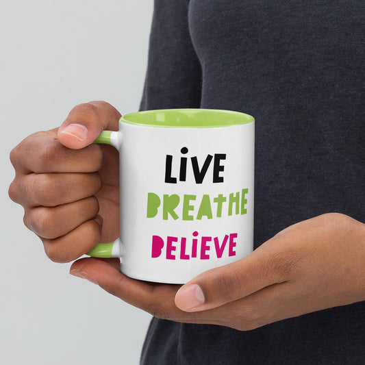 LIVE BREATHE BELIEVE Inspo Mug - 11 oz. (White/Green)